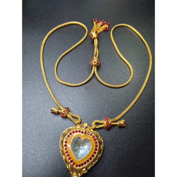 Elizabeth Taylor for Avon Shah Jehan Taj Mahal Heart Necklace Gold-Tone Ruby - Picture 12 of 15